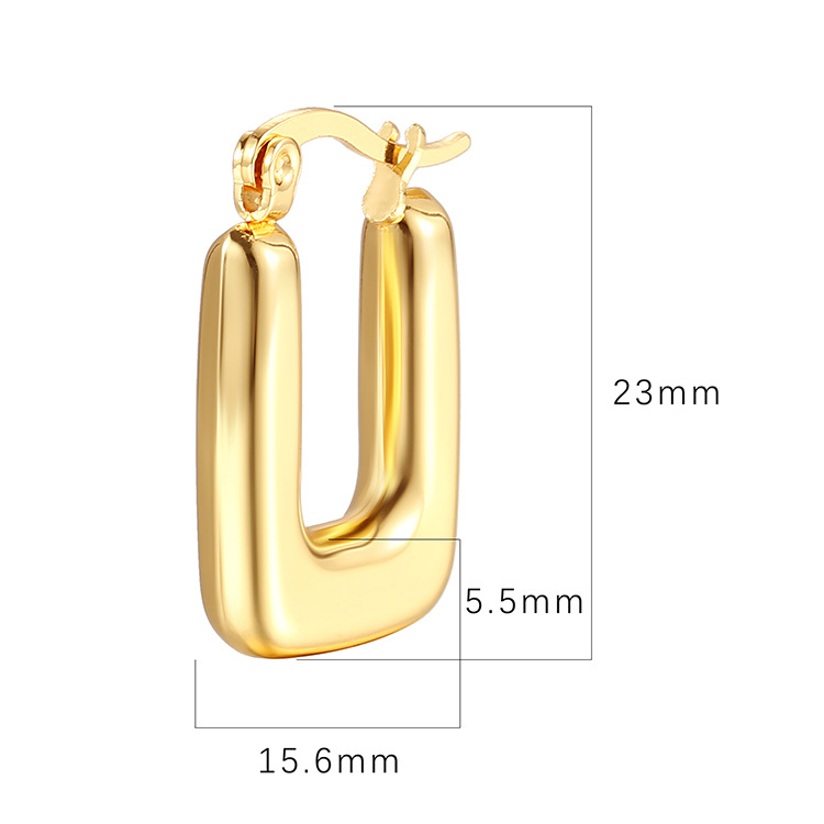 U Shape Drop Earrings For Women In 304 Stainless Steel With Electroplated 18K Real Gold Plating 2