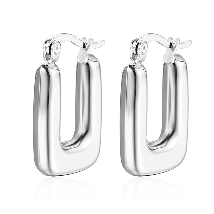U Shape Drop Earrings For Women In 304 Stainless Steel With Electroplated 18K Real Gold Plating 4