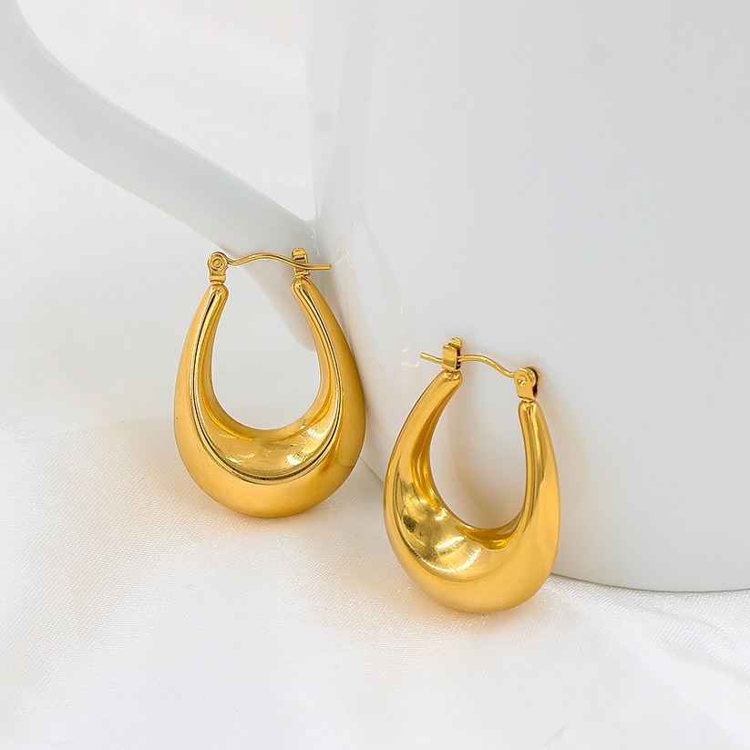 U Shape Drop Earrings For Women Featuring 18K Gold Plated PVD Vacuum Plating And 304 Stainless Steel Posts 2