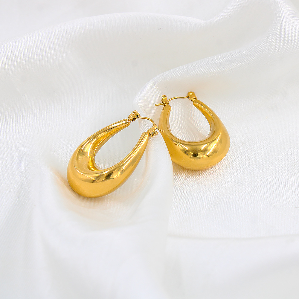 U Shape Drop Earrings For Women Featuring 18K Gold Plated PVD Vacuum Plating And 304 Stainless Steel Posts 3