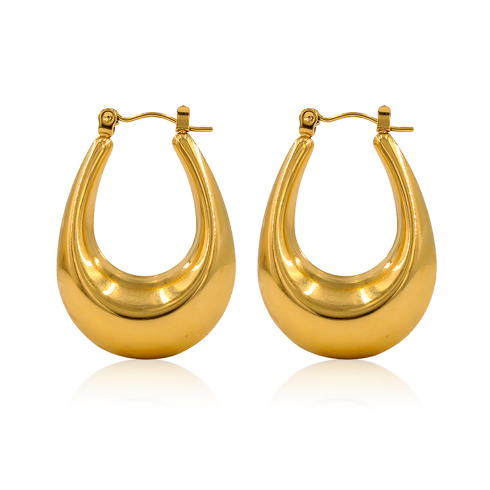 U Shape Drop Earrings For Women Featuring 18K Gold Plated PVD Vacuum Plating And 304 Stainless Steel Posts 4