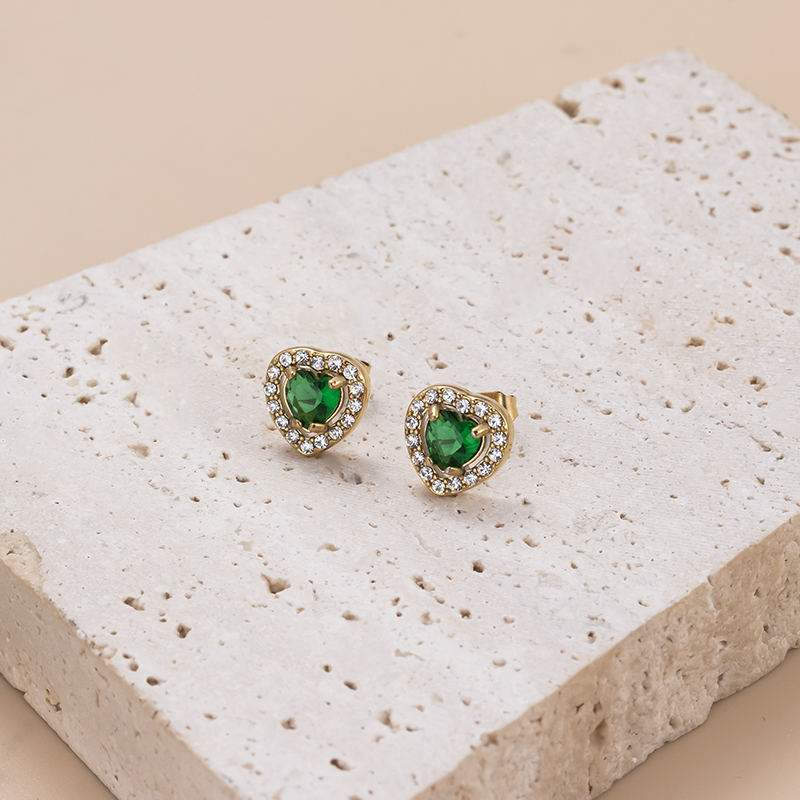 C Shape Drop Earrings For Women Featuring Inlay Design With Zircon And 304 Stainless Steel Studs 2
