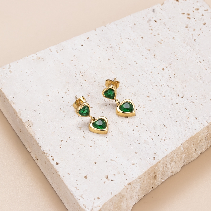 C Shape Drop Earrings For Women Featuring Inlay Design With Zircon And 304 Stainless Steel Studs 3