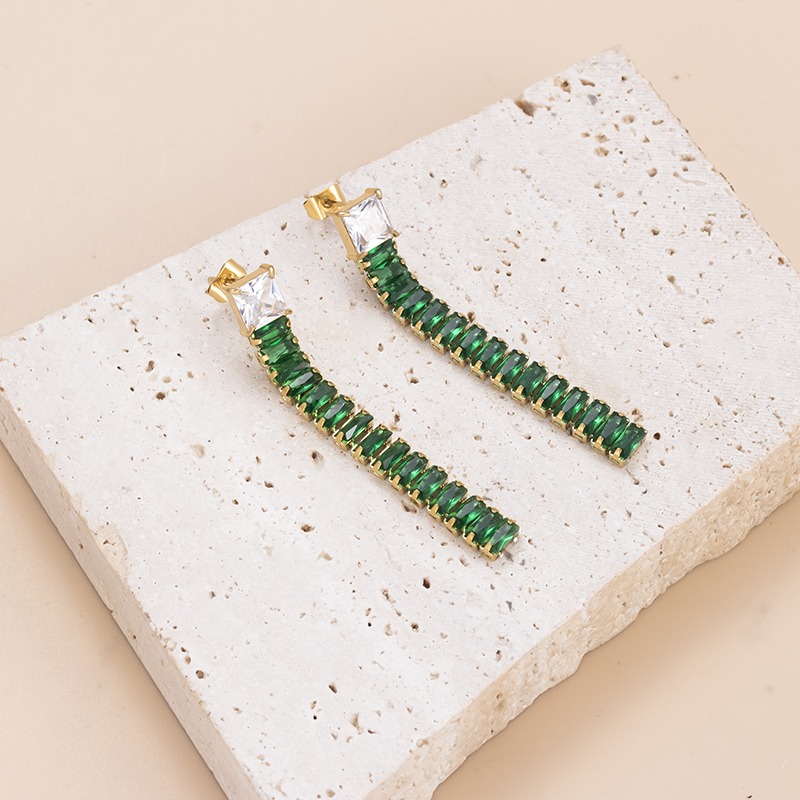 C Shape Drop Earrings For Women Featuring Inlay Design With Zircon And 304 Stainless Steel Studs 5