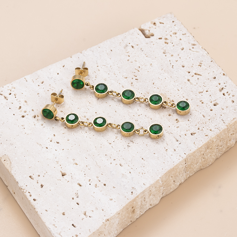 C Shape Drop Earrings For Women Featuring Inlay Design With Zircon And 304 Stainless Steel Studs 7