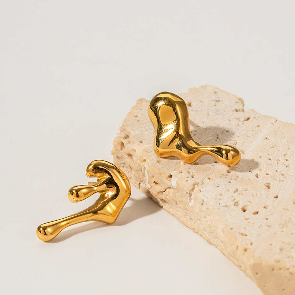 Asymmetrical Earrings For Women Featuring 18K Gold Plated 304 Stainless Steel With PVD Coated Titanium Steel Inlay 2