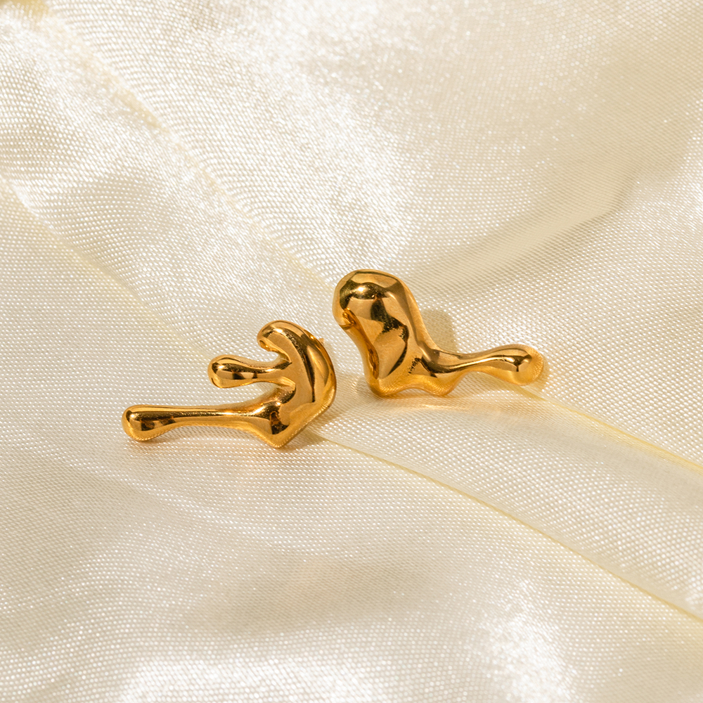 Asymmetrical Earrings For Women Featuring 18K Gold Plated 304 Stainless Steel With PVD Coated Titanium Steel Inlay 4