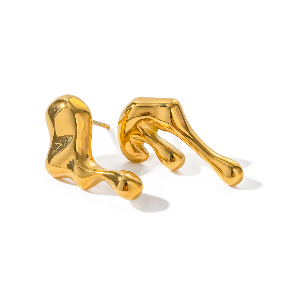 Asymmetrical Earrings For Women Featuring 18K Gold Plated 304 Stainless Steel With PVD Coated Titanium Steel Inlay 5