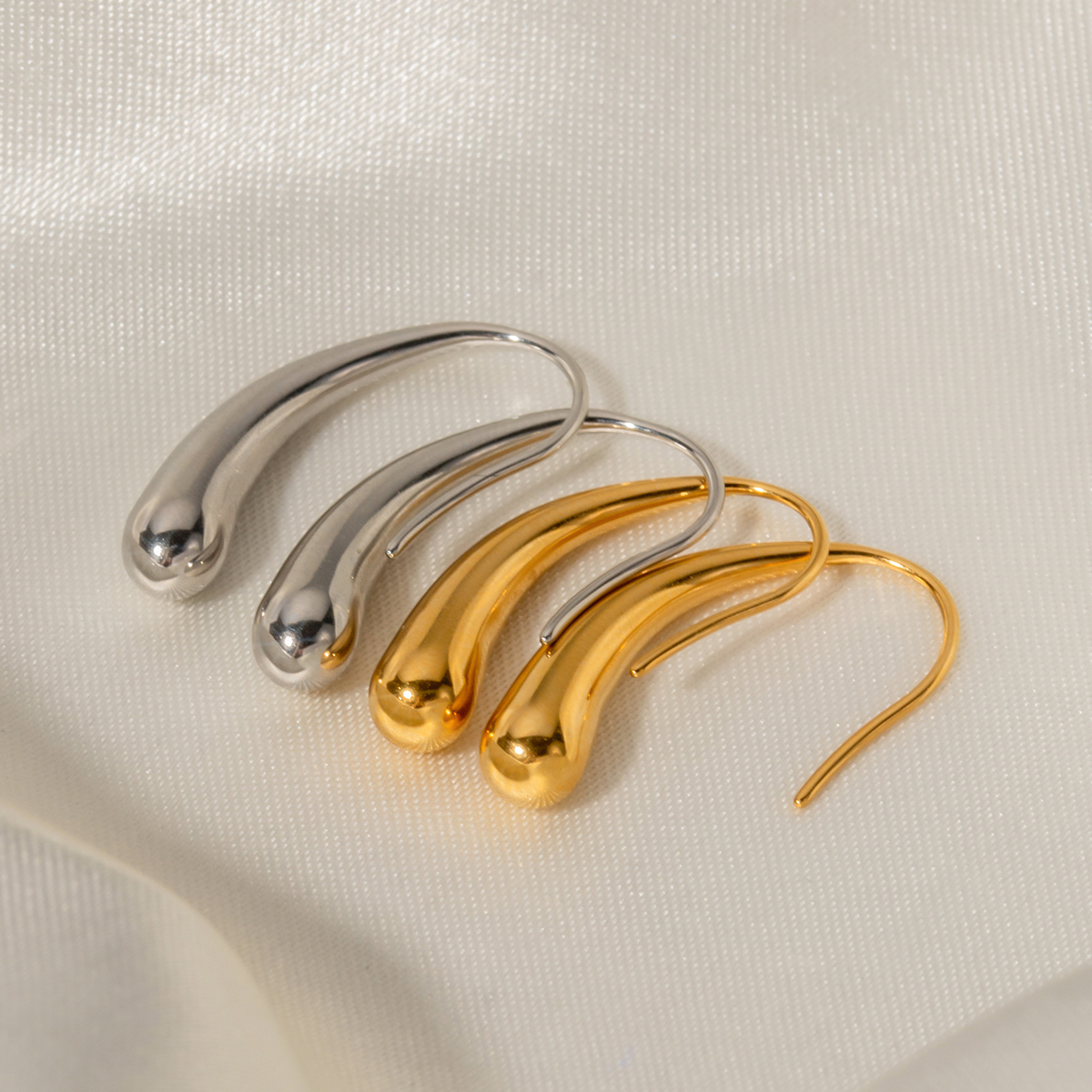 Water Droplets Electroplated Drop Earrings For Women In 304 Stainless Steel With 16K Real Gold PVD Coating And Titanium Steel Inlay 3