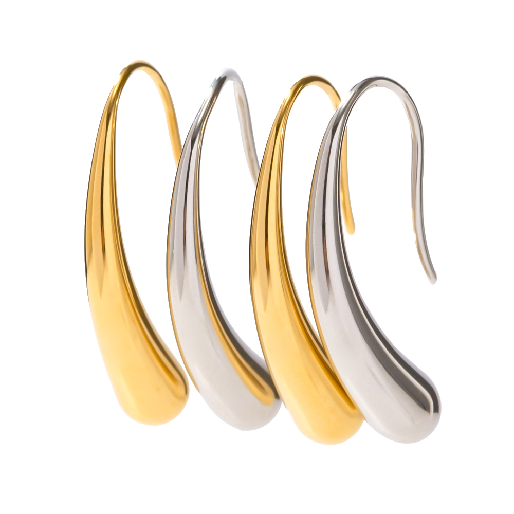 Water Droplets Electroplated Drop Earrings For Women In 304 Stainless Steel With 16K Real Gold PVD Coating And Titanium Steel Inlay 5