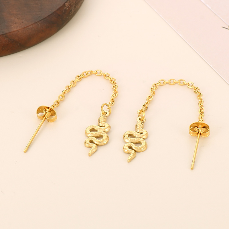 Solid Color Electroplated Drop Earrings For Women In 304 Stainless Steel With 18K Real Gold Plated PVD Coating And Stone-Free Inlay 2