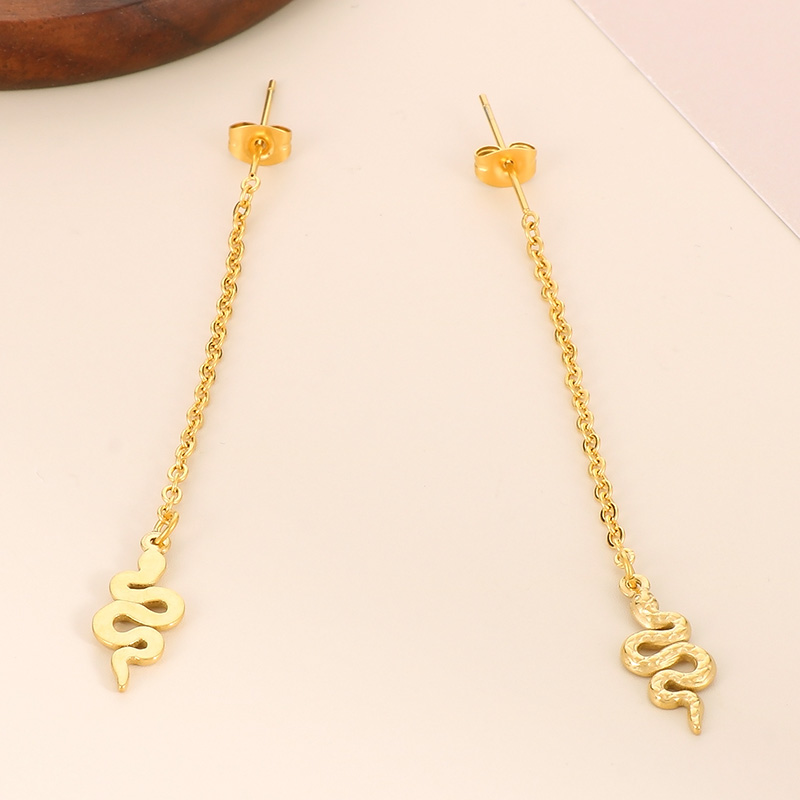 Solid Color Electroplated Drop Earrings For Women In 304 Stainless Steel With 18K Real Gold Plated PVD Coating And Stone-Free Inlay 3