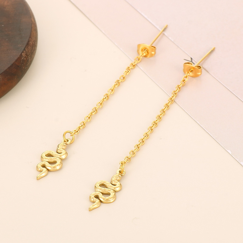 Solid Color Electroplated Drop Earrings For Women In 304 Stainless Steel With 18K Real Gold Plated PVD Coating And Stone-Free Inlay 4