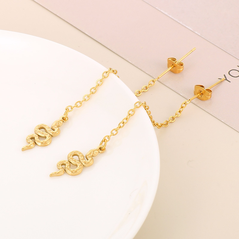 Solid Color Electroplated Drop Earrings For Women In 304 Stainless Steel With 18K Real Gold Plated PVD Coating And Stone-Free Inlay 7