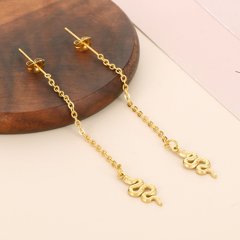 Solid Color Electroplated Drop Earrings For Women In 304 Stainless Steel With 18K Real Gold Plated PVD Coating And Stone-Free Inlay 9