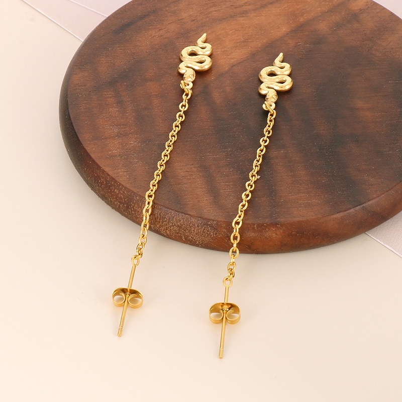 Solid Color Electroplated Drop Earrings For Women In 304 Stainless Steel With 18K Real Gold Plated PVD Coating And Stone-Free Inlay 10