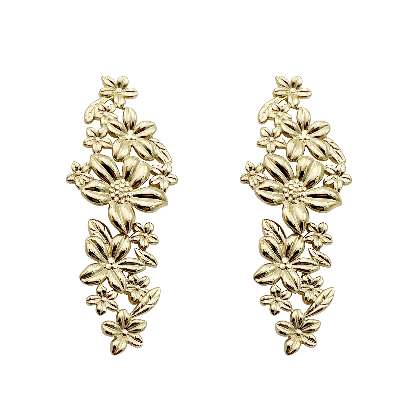 Flowers Earrings For Women With 14K Gold Plated PVD Vacuum Plating And 304 Stainless Steel Posts 5