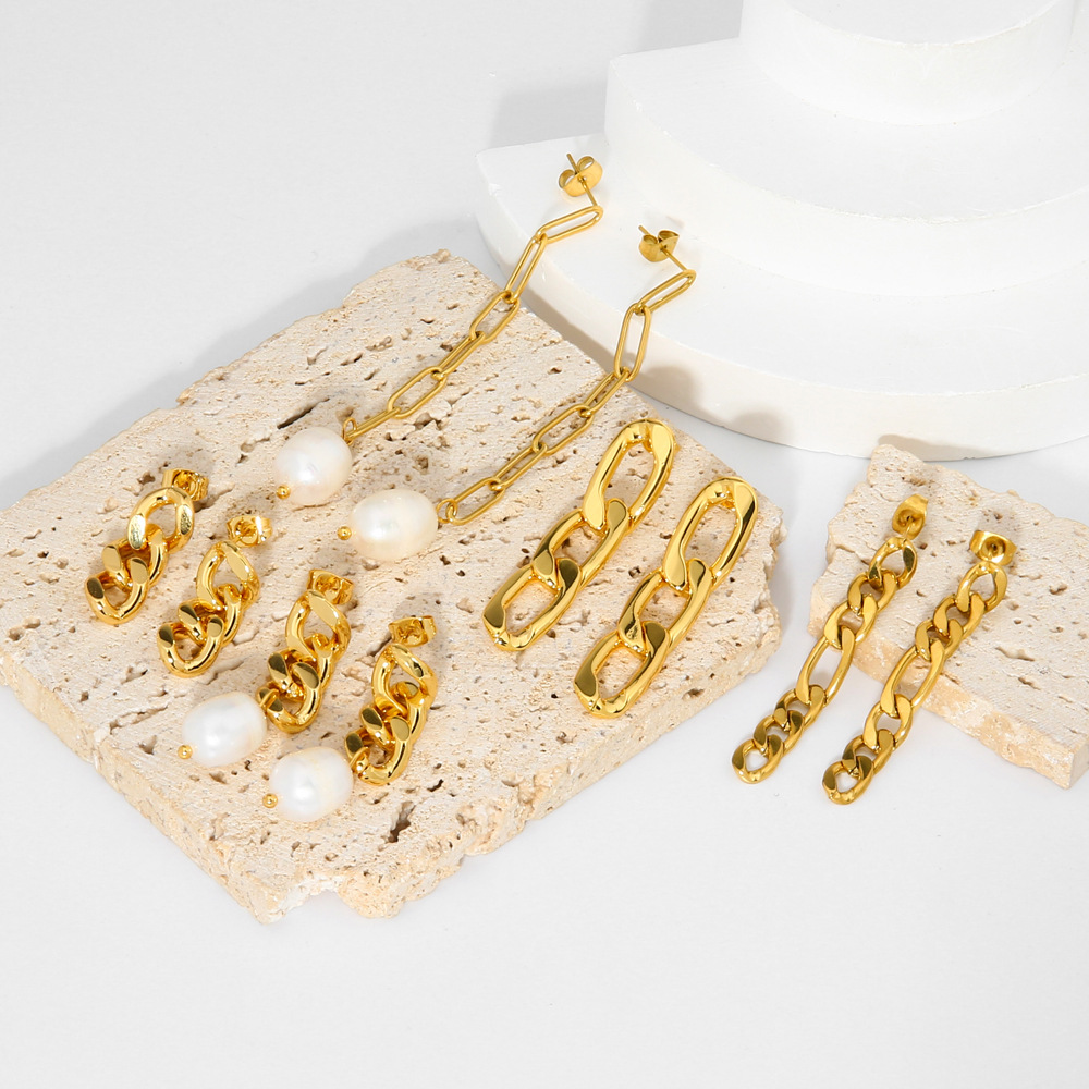 Geometric Drop Earrings For Women, Waterproof 201 Stainless Steel With Real And 18K Gold Plated Finish