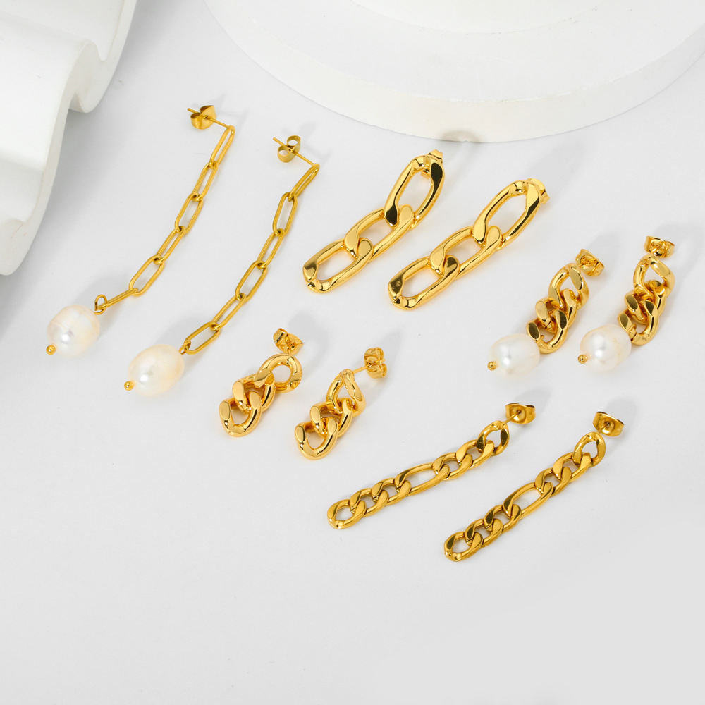Geometric Drop Earrings For Women, Waterproof 201 Stainless Steel With Real And 18K Gold Plated Finish 4