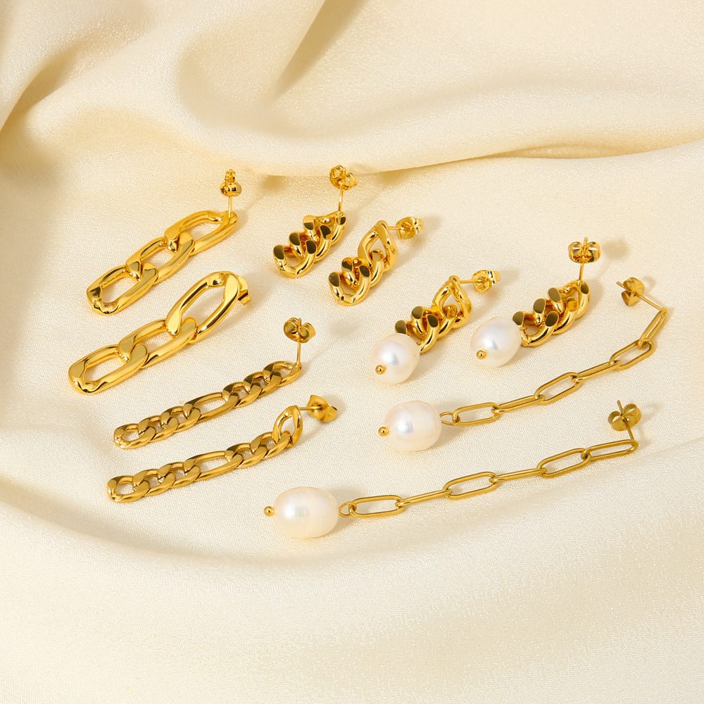 Geometric Drop Earrings For Women, Waterproof 201 Stainless Steel With Real And 18K Gold Plated Finish 5