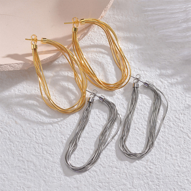Solid Color Drop Earrings For Women, Waterproof Non Tarnish Stainless Steel, Real Gold Plated, 1 Pair, National Day
