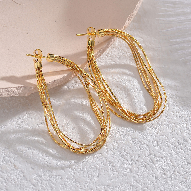 Solid Color Drop Earrings For Women, Waterproof Non Tarnish Stainless Steel, Real Gold Plated, 1 Pair, National Day 2