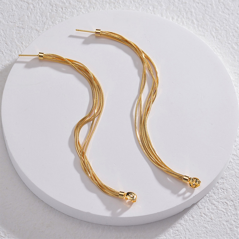 Solid Color Drop Earrings For Women, Waterproof Non Tarnish Stainless Steel, Real Gold Plated, 1 Pair, National Day 4