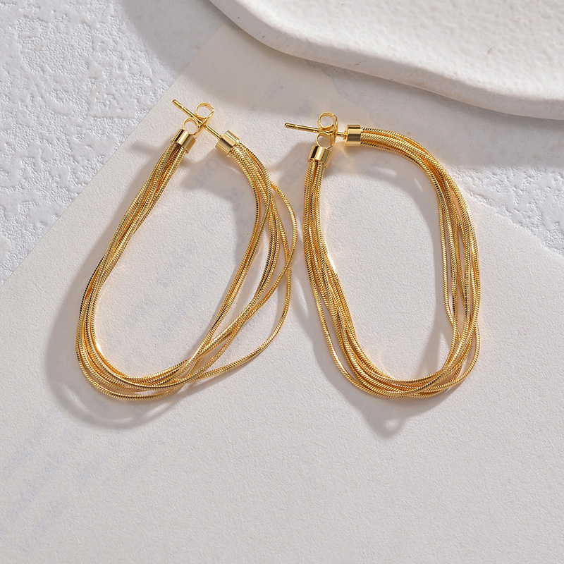 Solid Color Drop Earrings For Women, Waterproof Non Tarnish Stainless Steel, Real Gold Plated, 1 Pair, National Day 6