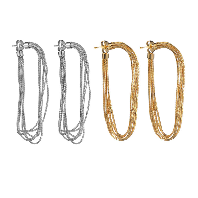 Solid Color Drop Earrings For Women, Waterproof Non Tarnish Stainless Steel, Real Gold Plated, 1 Pair, National Day 8