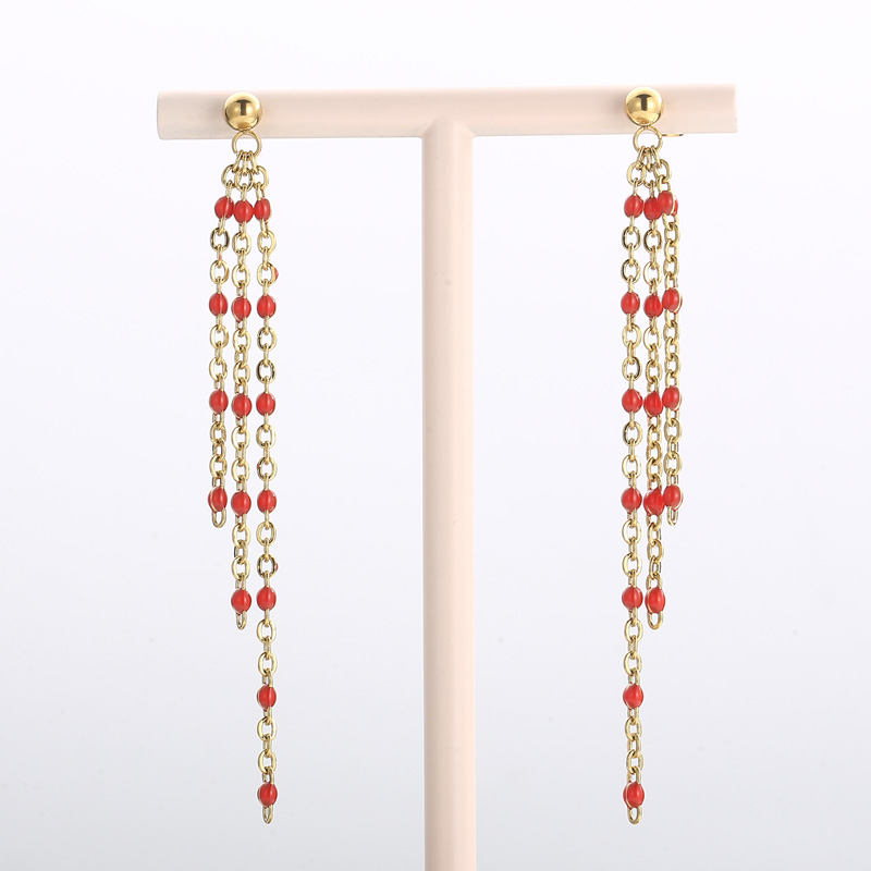 Women’s Electroplated Tassel Drop Earrings In 18K Real Gold Plated 304 Stainless Steel With PVD Coating And Stone-Free Inlay 5