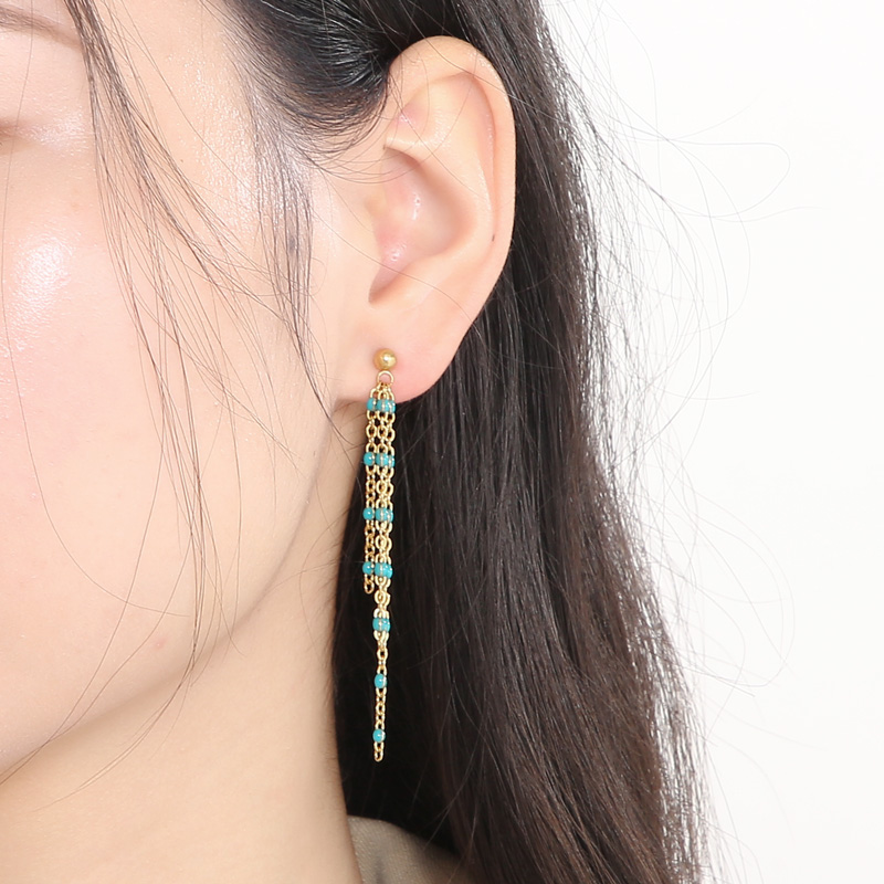 Women’s Electroplated Tassel Drop Earrings In 18K Real Gold Plated 304 Stainless Steel With PVD Coating And Stone-Free Inlay 7