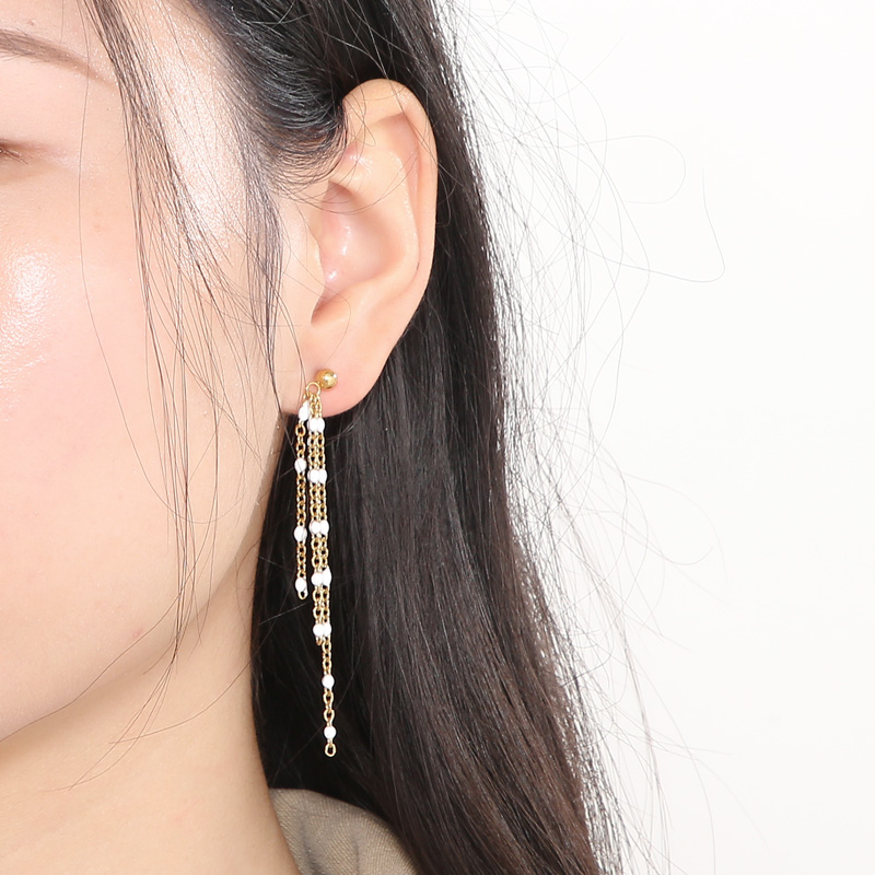 Women’s Electroplated Tassel Drop Earrings In 18K Real Gold Plated 304 Stainless Steel With PVD Coating And Stone-Free Inlay 8