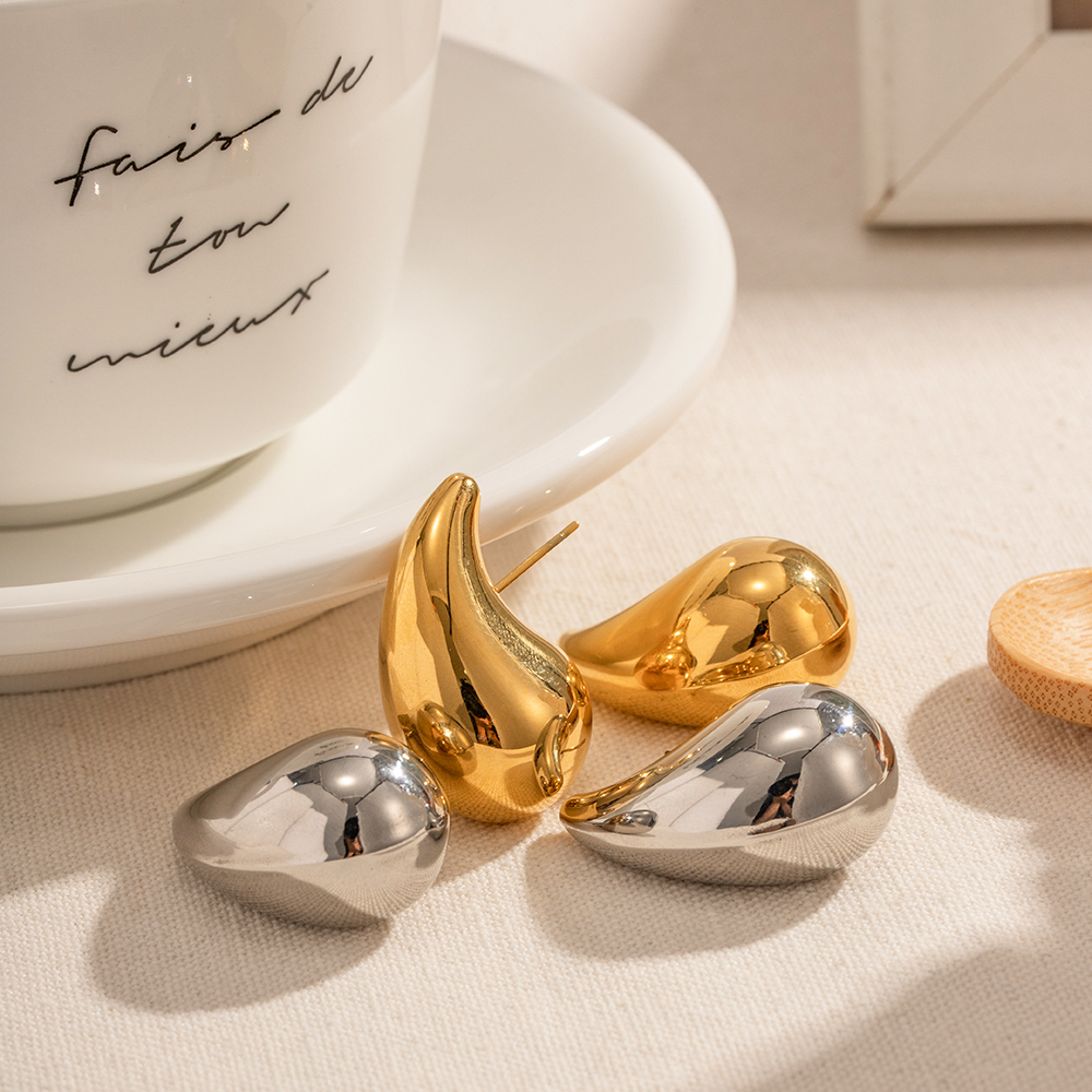 Water Droplets Earrings For Women Featuring 18K Gold Plated 304 Stainless Steel With PVD Coated Titanium Steel Inlay 3