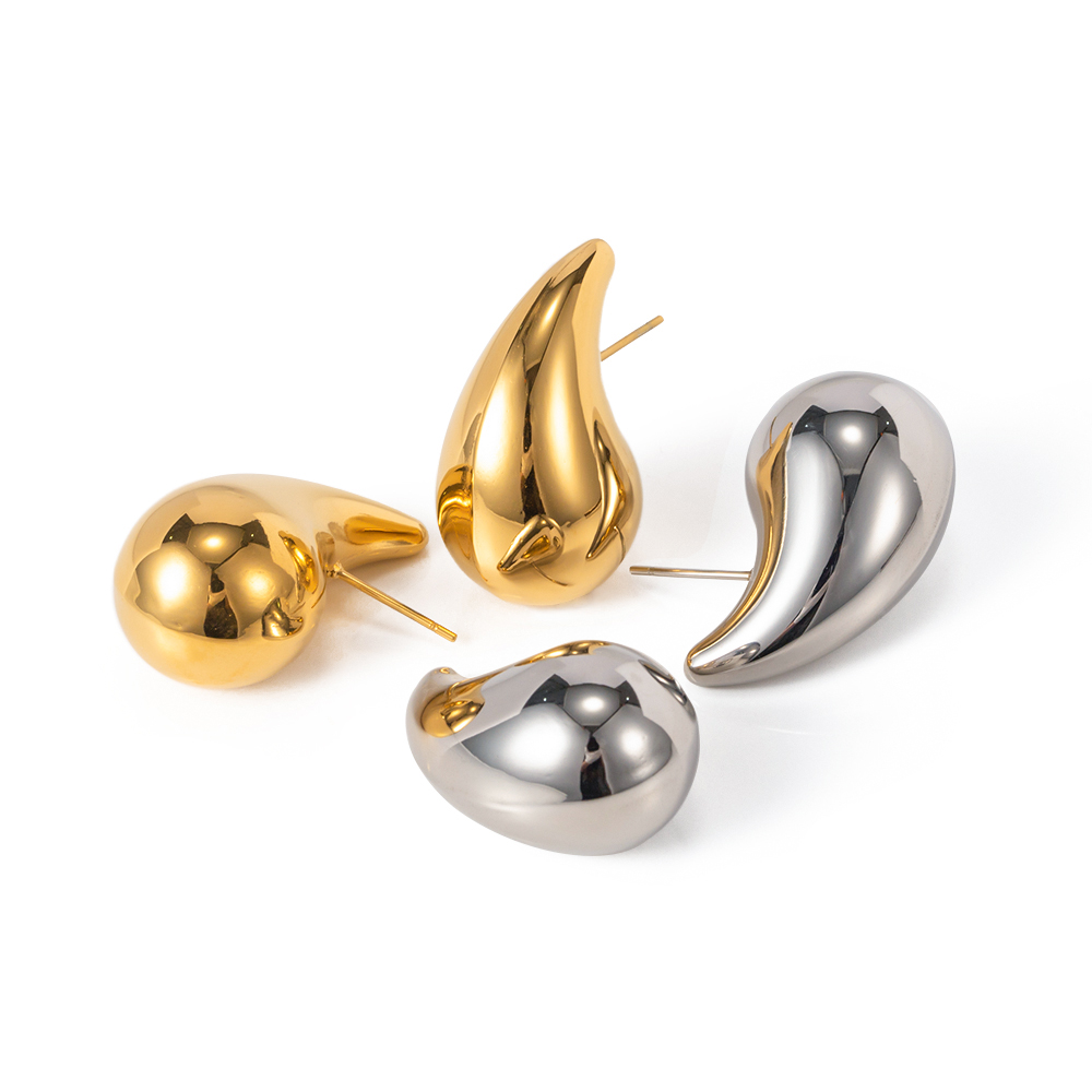 Water Droplets Earrings For Women Featuring 18K Gold Plated 304 Stainless Steel With PVD Coated Titanium Steel Inlay 5