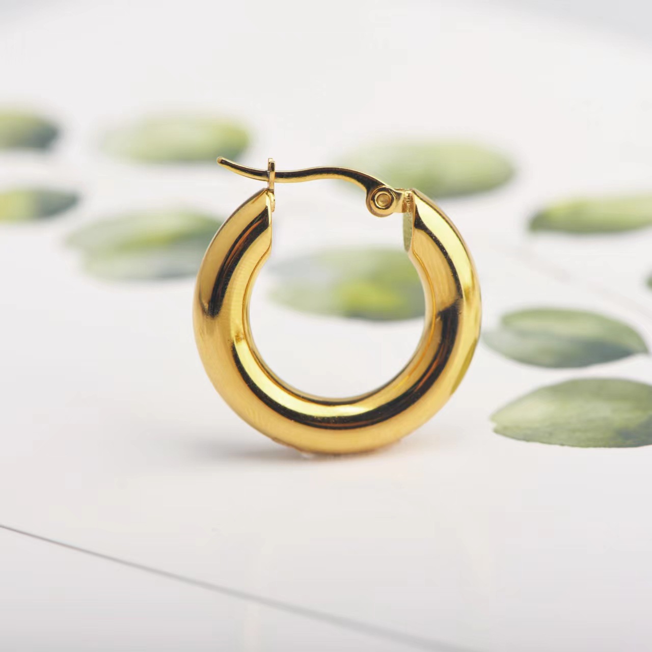 Geometric Hoop Earrings For Women, 18K Gold Plated PVD Coated Waterproof 304 Stainless Steel 3