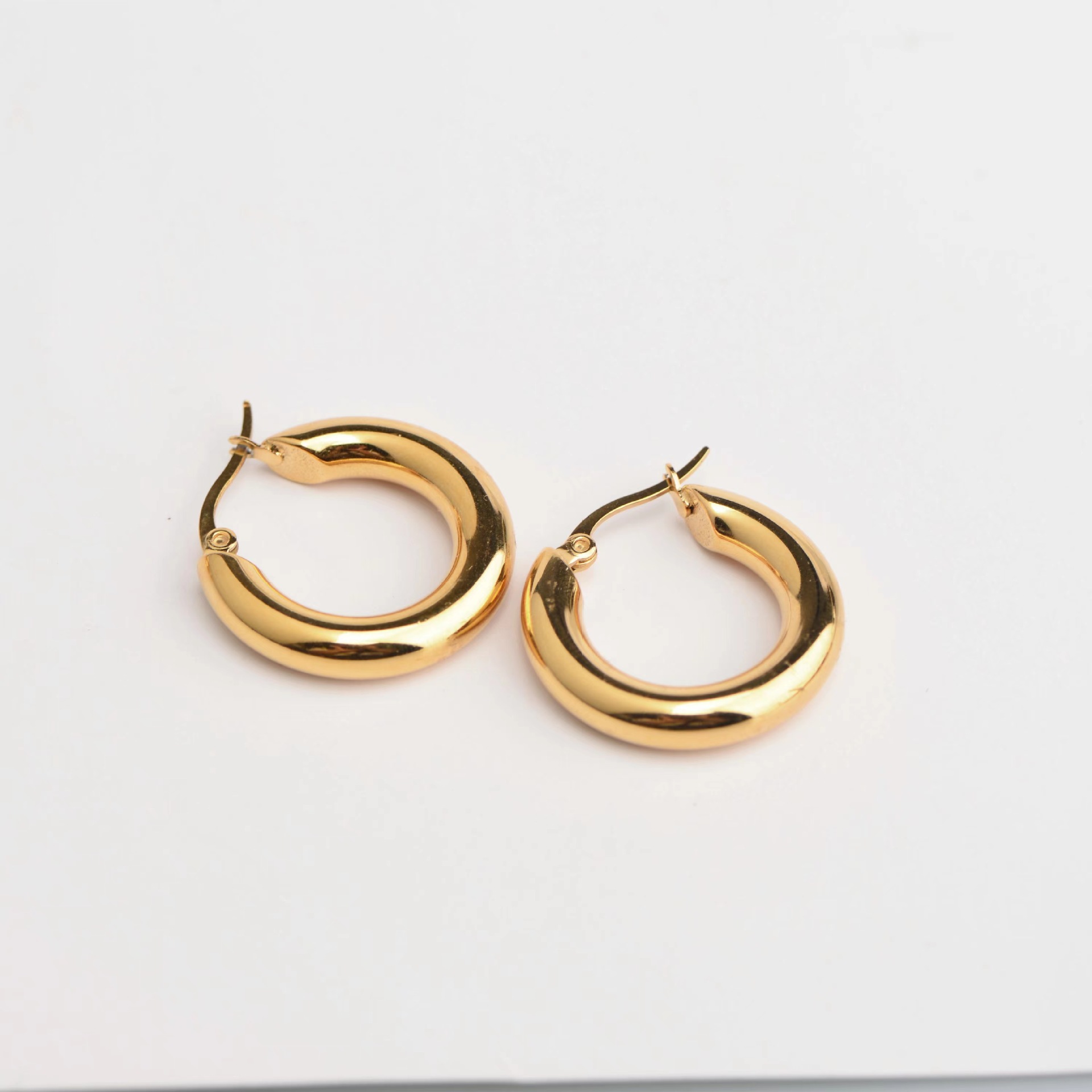 Geometric Hoop Earrings For Women, 18K Gold Plated PVD Coated Waterproof 304 Stainless Steel 5