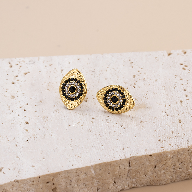 Geometric Stud Earrings For Women In 304 Stainless Steel With Zircon Inlay, 18K Gold Plated Finish 6