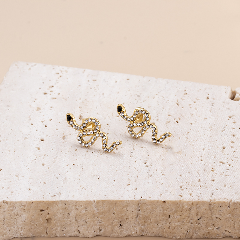 Geometric Stud Earrings For Women In 304 Stainless Steel With Zircon Inlay, 18K Gold Plated Finish 7