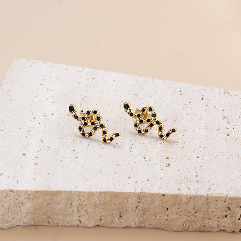 Geometric Stud Earrings For Women In 304 Stainless Steel With Zircon Inlay, 18K Gold Plated Finish 8