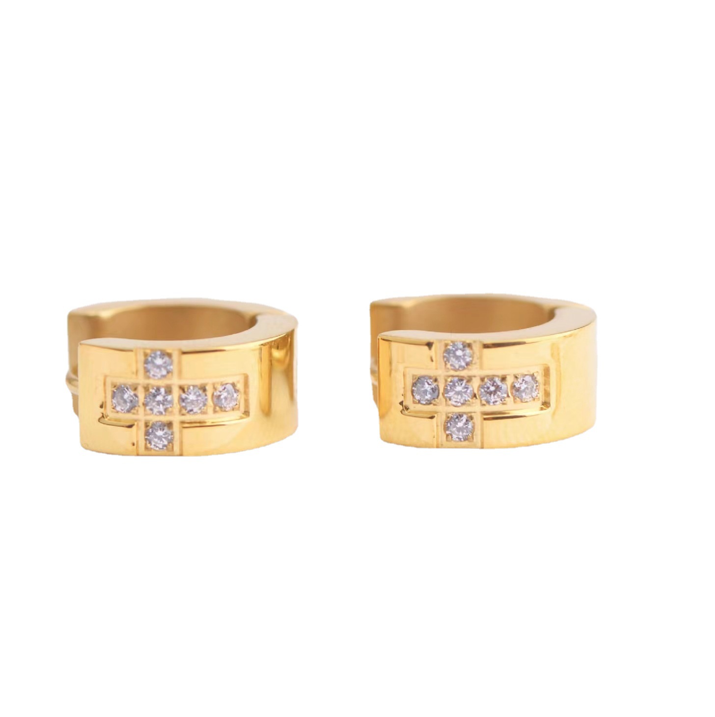 Women’s Cross Earrings With Zircon Inlay, 304 Stainless Steel, 18K Real Gold Plated And PVD Coated Finish