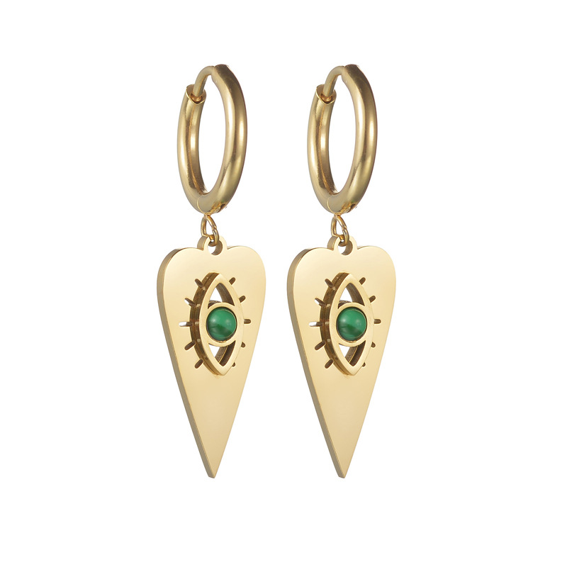 Geometric Drop Earrings For Women Featuring 18K Gold Plated PVD Vacuum Plating And Natural Stone Inlay In 304 Stainless Steel 4