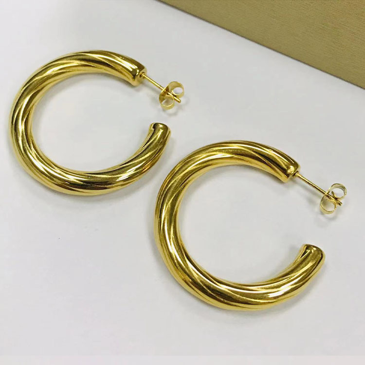 Geometric Earrings For Women 1 Pair Stainless Steel Featuring 18K Gold Plated Design 2