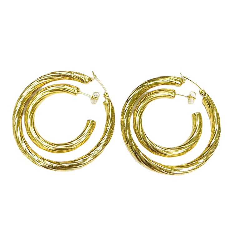 Geometric Earrings For Women 1 Pair Stainless Steel Featuring 18K Gold Plated Design 3