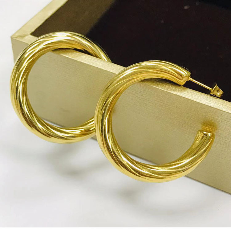 Geometric Earrings For Women 1 Pair Stainless Steel Featuring 18K Gold Plated Design 5
