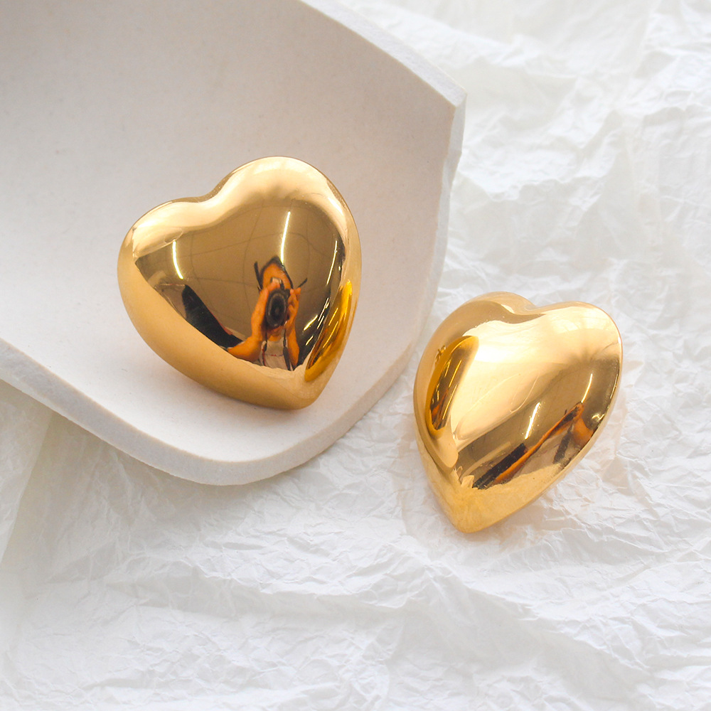 Heart Shape Waterproof Non Tarnish Earrings For Women, 18K Gold Plated With PVD Coated 316 Stainless Steel Stud Earrings 4