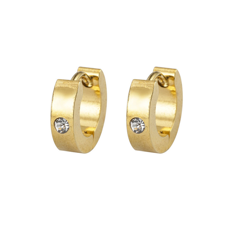 Geometric Titanium Steel Earrings With Zircon Inlay, Designed For Women, 1 Pair 5
