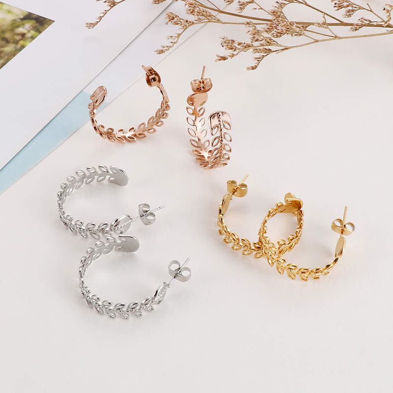C Shape Earrings For Women Featuring Electroplated 304 Stainless Steel With 18K Real Gold PVD Coating And Stone-Free Inlay 2