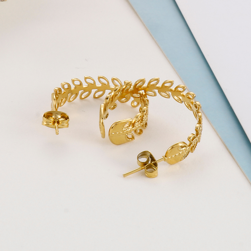 C Shape Earrings For Women Featuring Electroplated 304 Stainless Steel With 18K Real Gold PVD Coating And Stone-Free Inlay 5