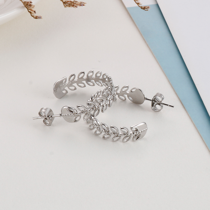 C Shape Earrings For Women Featuring Electroplated 304 Stainless Steel With 18K Real Gold PVD Coating And Stone-Free Inlay 7