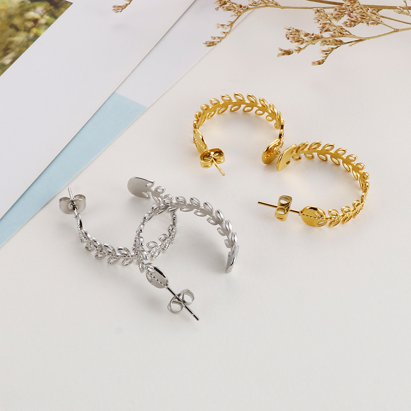 C Shape Earrings For Women Featuring Electroplated 304 Stainless Steel With 18K Real Gold PVD Coating And Stone-Free Inlay 8